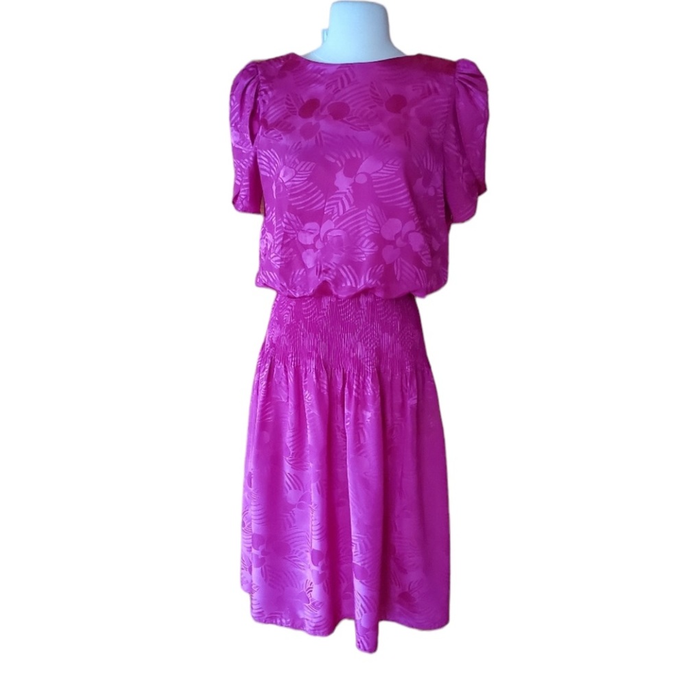 1980s L.T.D. by Roberta Pink Polyester‎ Dress